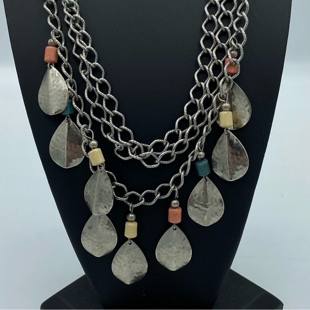 Vintage Bohemian Large Design Stone Leaf Necklace - Picture 3 of 6
